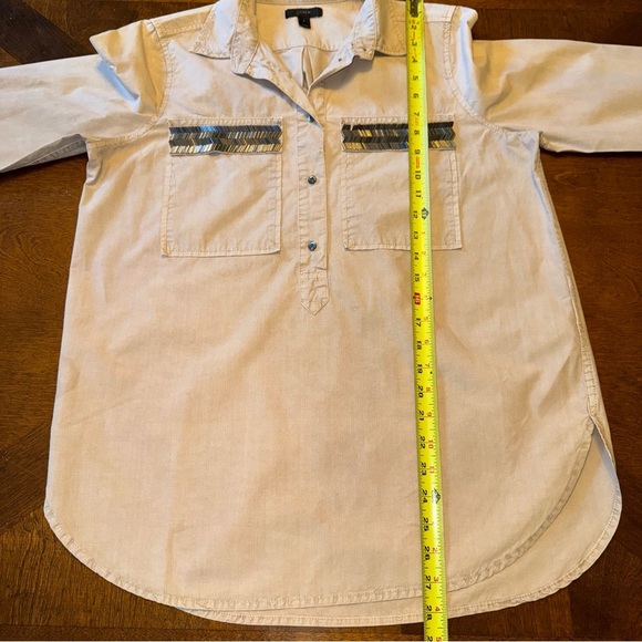 J Crew Women’s Tan Taupe Tunic Shirt Blouse with Bedded Chest Pockets Size 6 - Picture 13 of 13